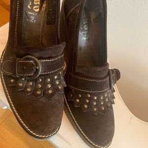 Brown platform shoes.